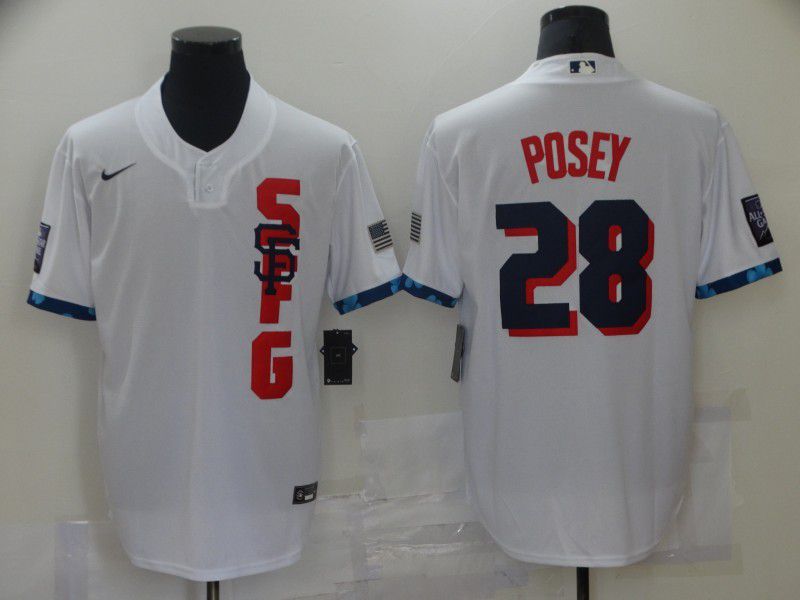 Men San Francisco Giants 28 Posey White All Star Nike 2025 MLB Jersey style 1